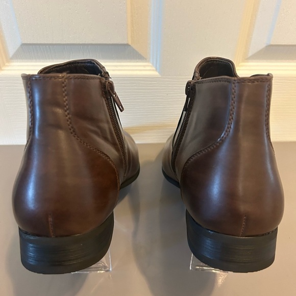 “Amapo” NWOT Men’s Brown Vegan Leather Side Zipper Ankle Boot Size 8.5/41 - Picture 7 of 14